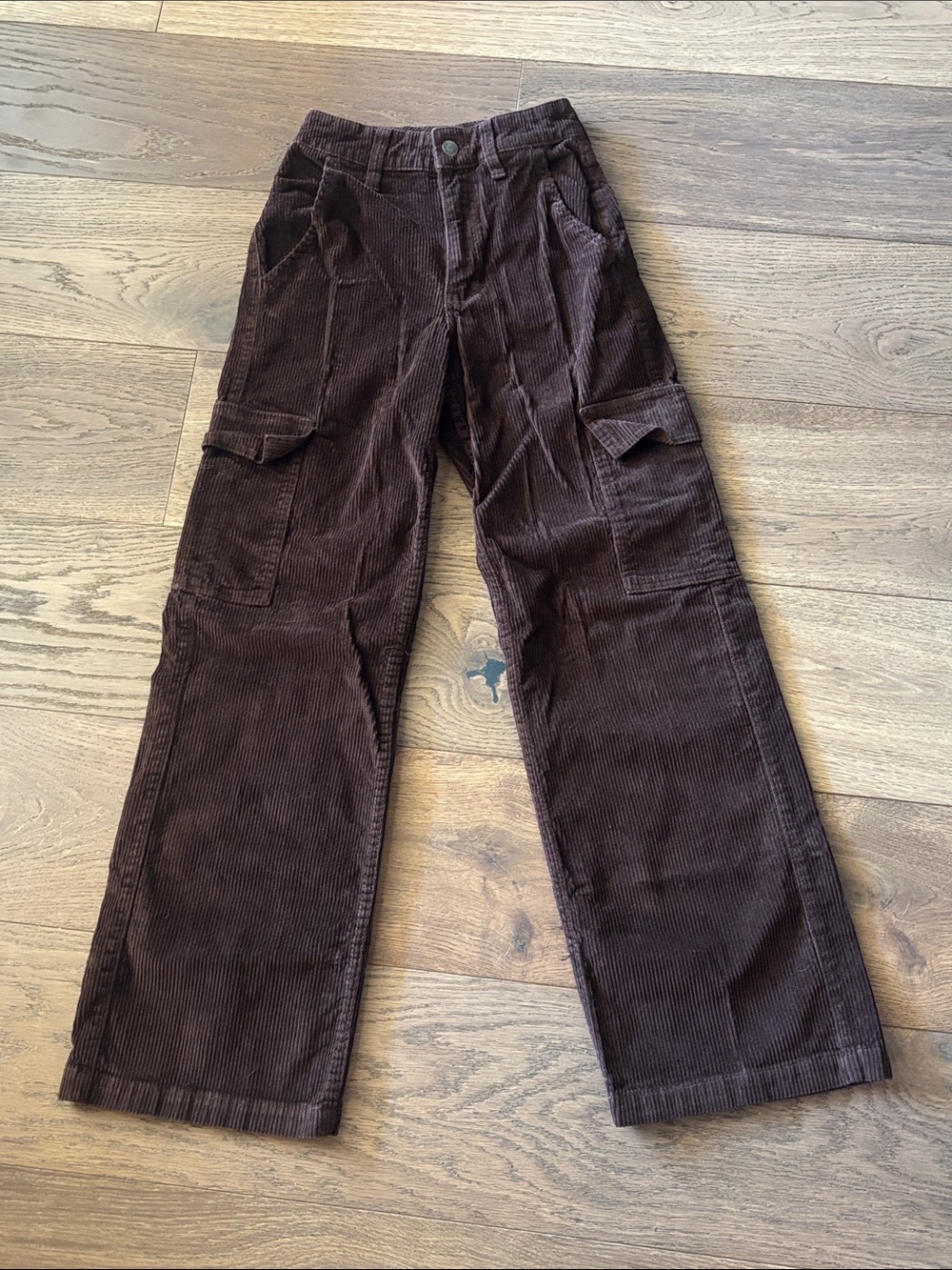 HOLLISTER ULTRA HIGH-RISE BAGGY PANTS BROWN CORDUROY 00R/23 GREAT CONDITION